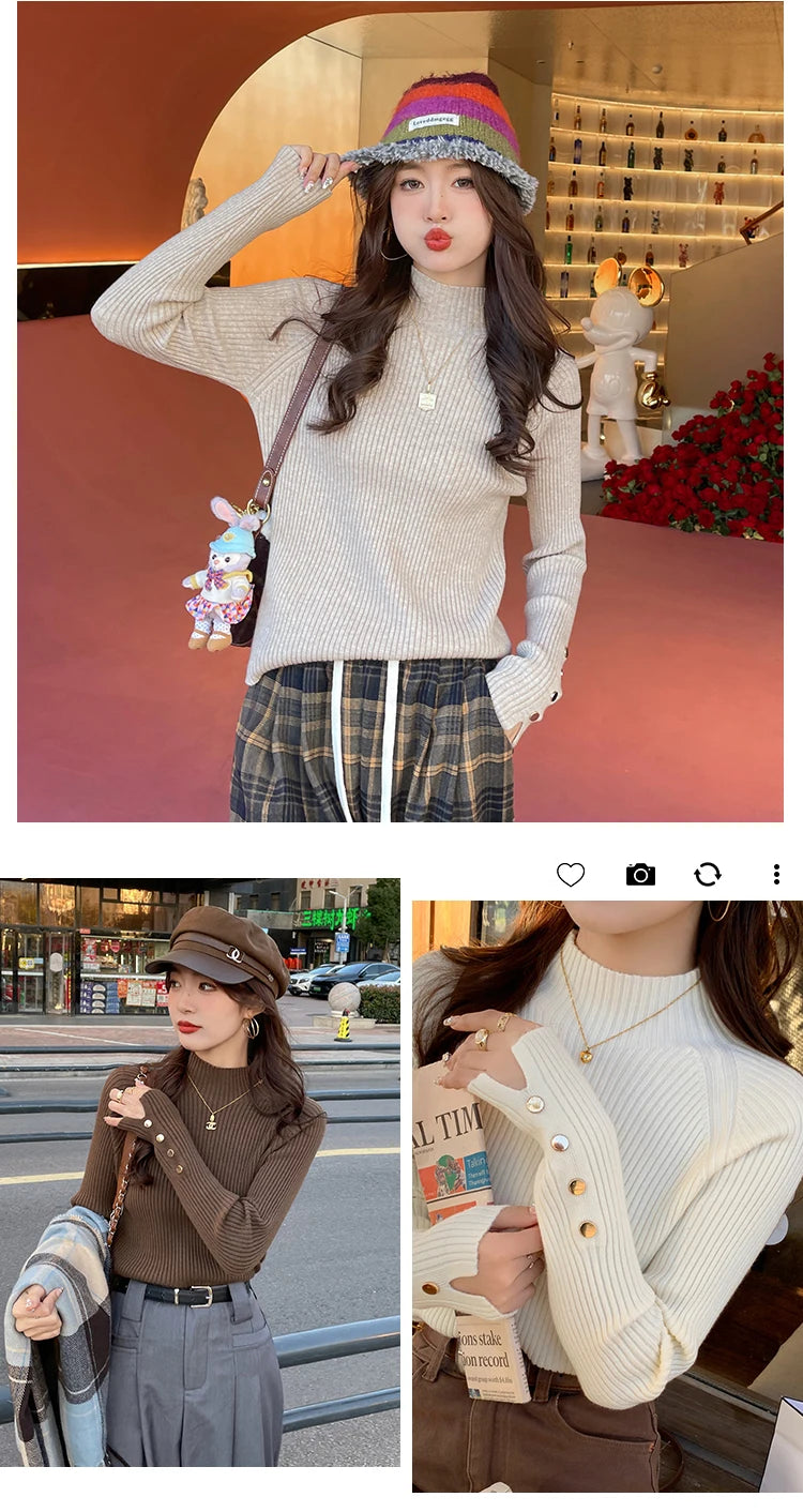 Camisola Feminina de Gola Alta Minha loja