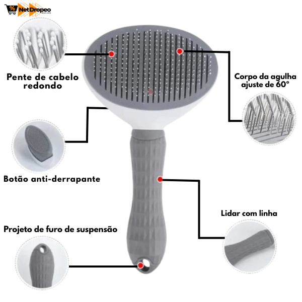 Escova Removedora de Pelos - Happy Pet Netdropeo